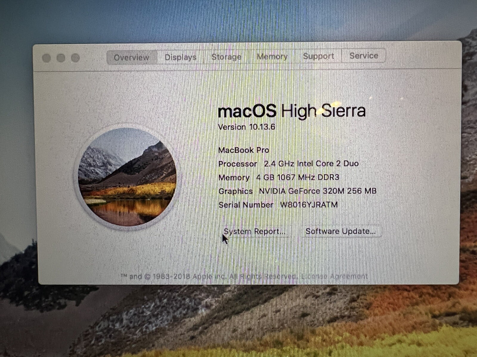 Macbook Pro 13″ Mid 2010 C2D 2.4GHz 4GB ~ Nvidia GeForce 320m 256MB~ macOS 10.13