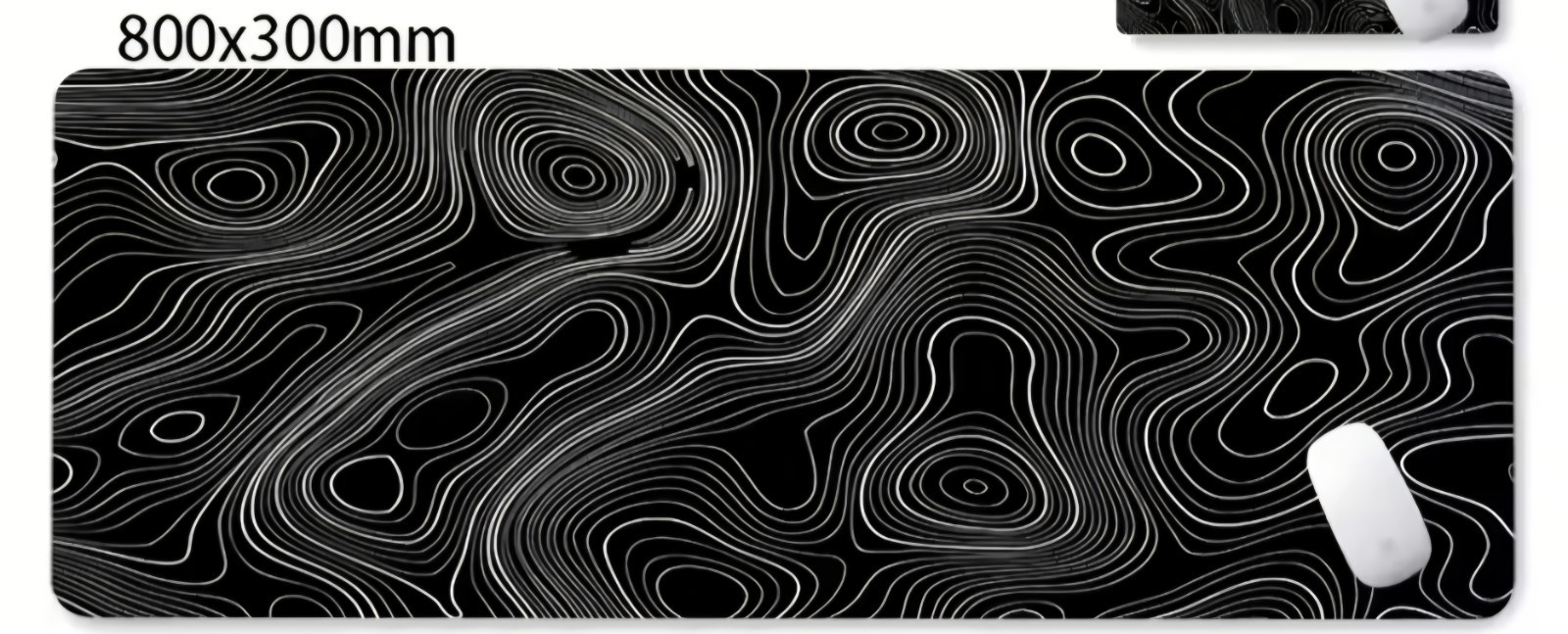 Patterned Abstract Line Design Mouse Pad 800x300mm Non-Slip Large XL Black White