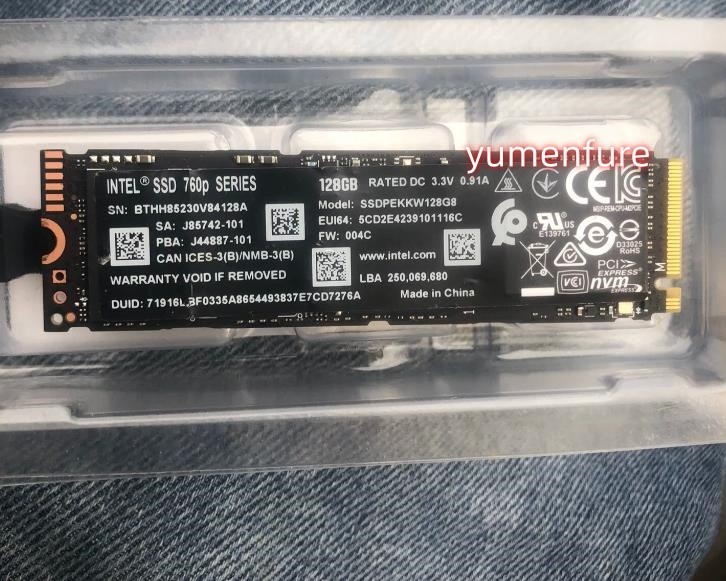 Intel 760p 128GB M.2 NVMe SSD PEKKW012T8X1 PCIe 3.0×4