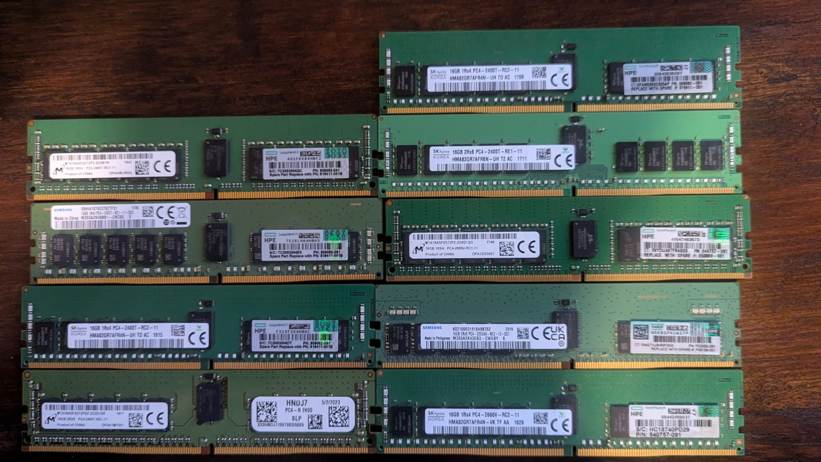 [BULK LOT OF 9] 16GB DDR4 ECC RDIMM Server Memory RAM mixed speeds/brands TESTED