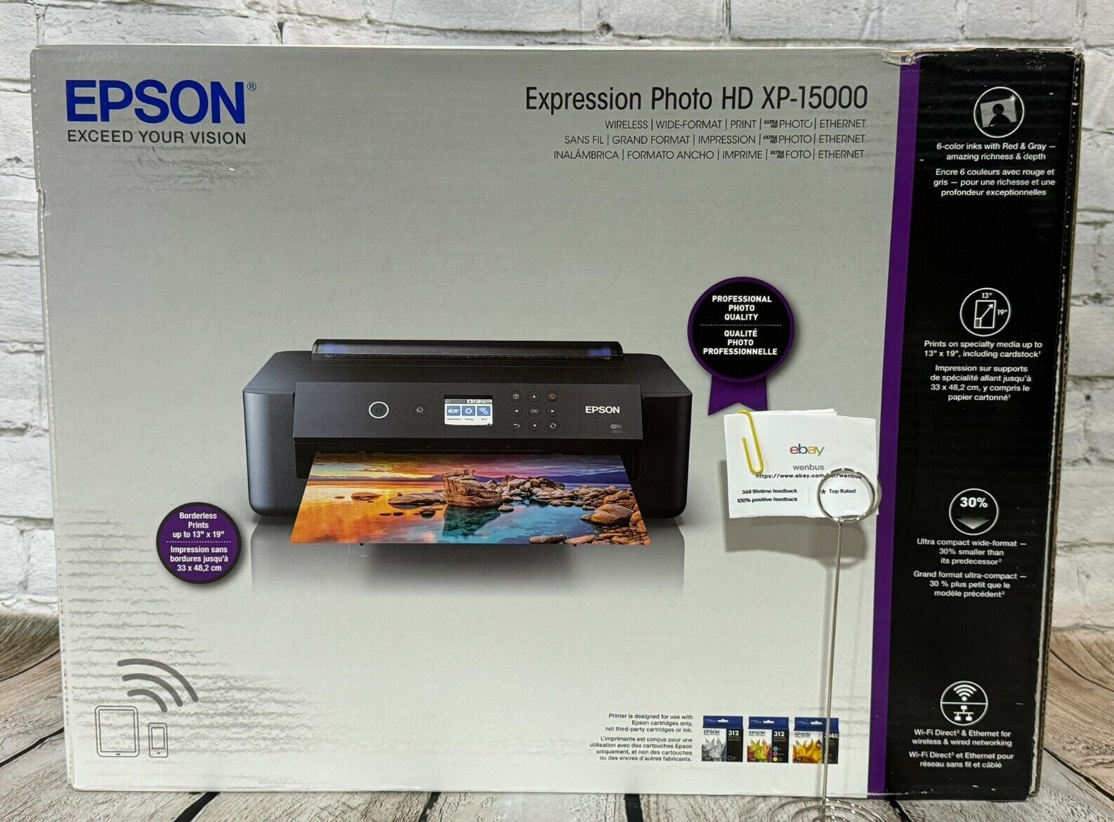 New Epson Expression Photo HD XP-15000 Wireless Color Wide-Format Printer