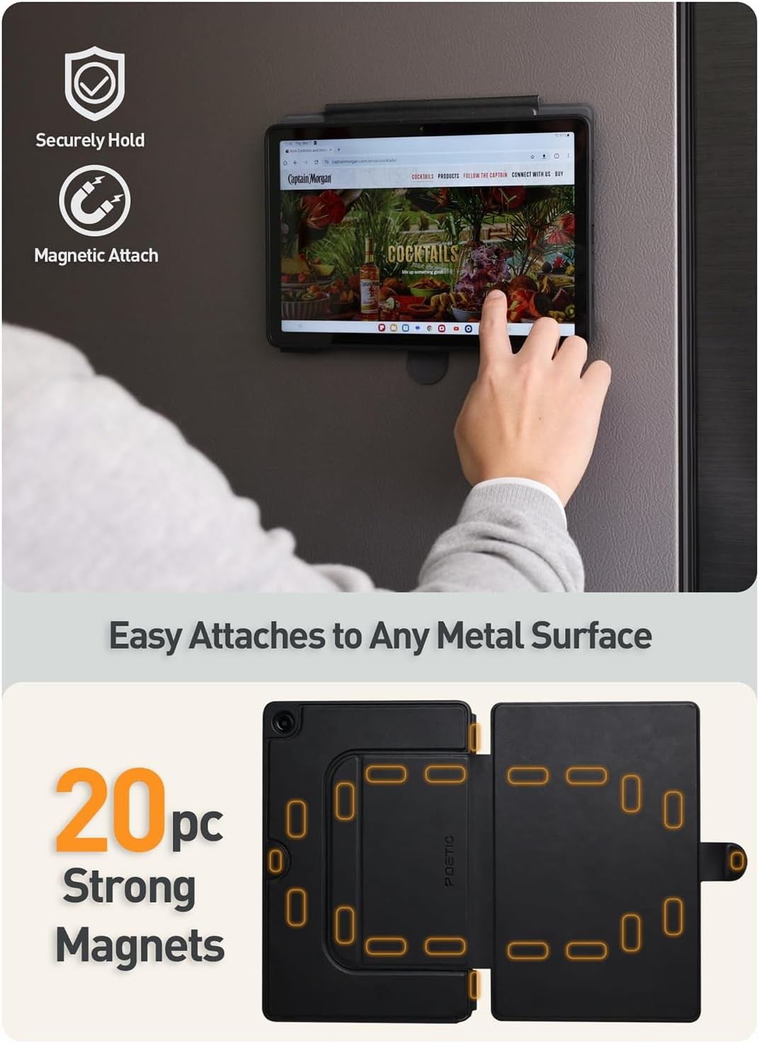 For Galaxy Tab A11 Plus / A9 Plus Case Poetic Magnetic Folio Stand Cover Black