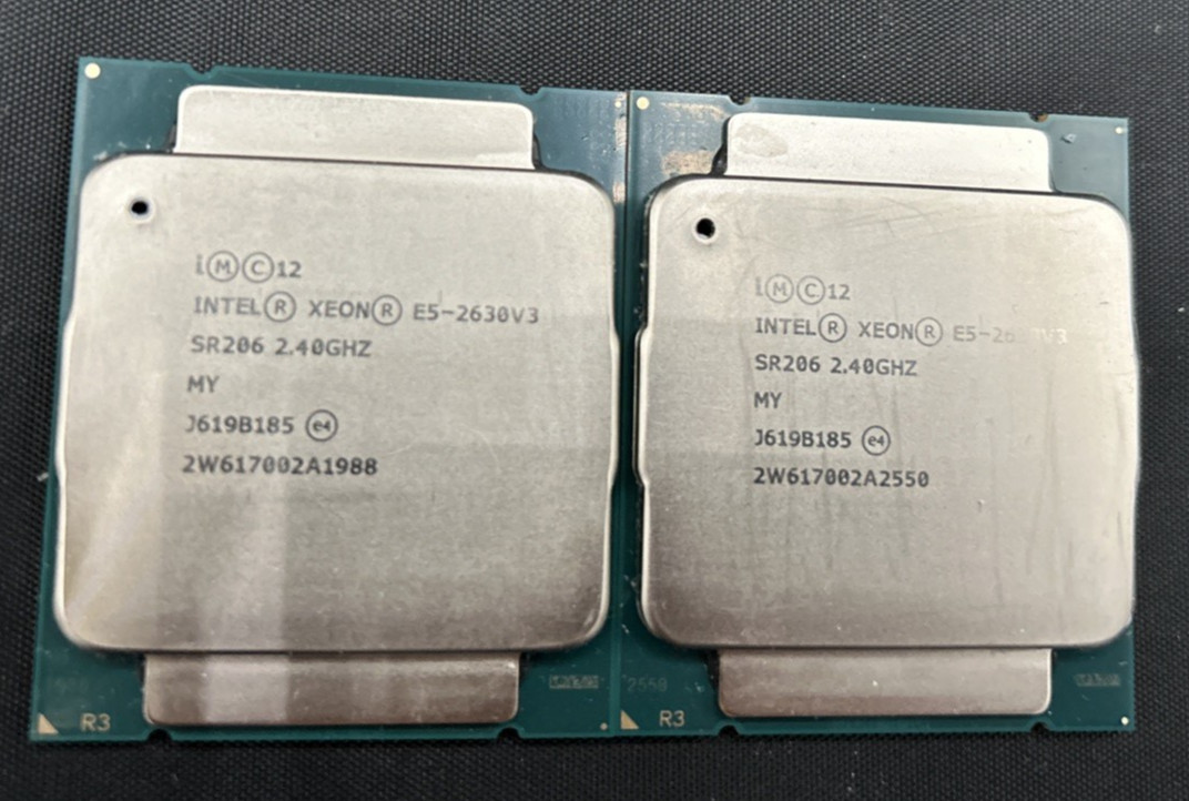 Lot of 2 Intel Xeon E5‑2630 v3 SR206 2.40GHz LGA2011‑3 Server CPUs Tested