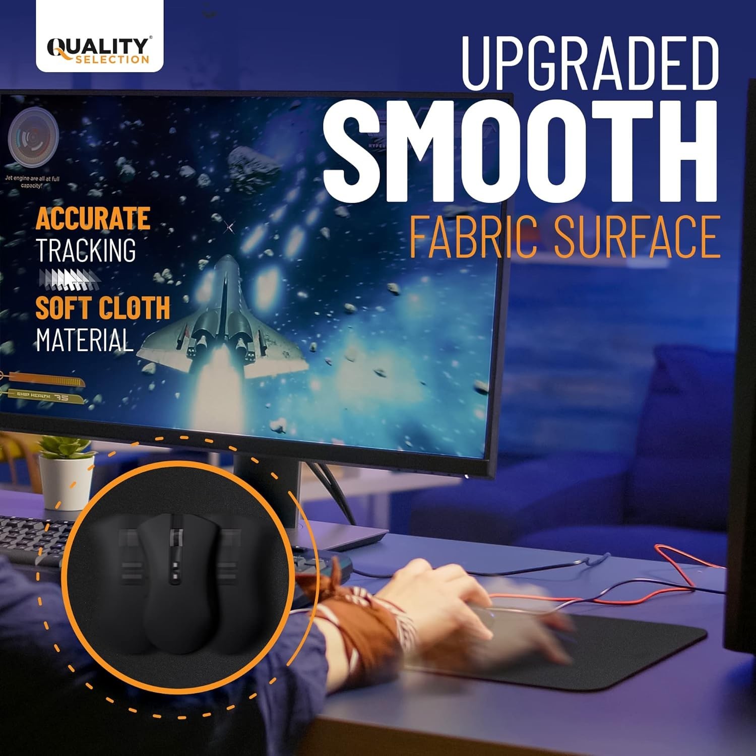 Non-Slip Black Mouse Pad, 7.75×9.25 in, Superb Tracking & Smooth Control