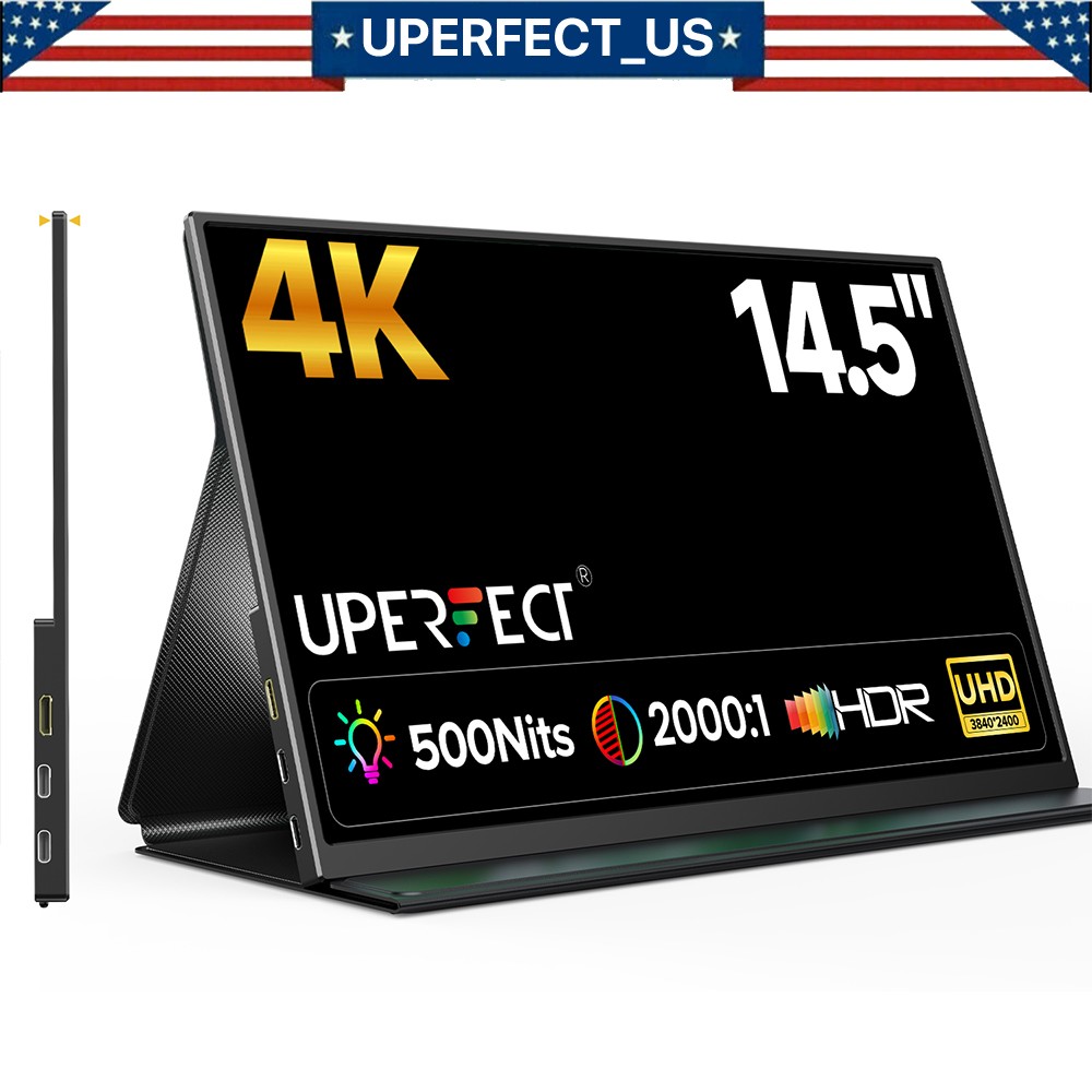 2026 4K UHD Portable Monitor, UPERFECT 14.5″ Gaming Monitor 3840×2160 HDMI USB C