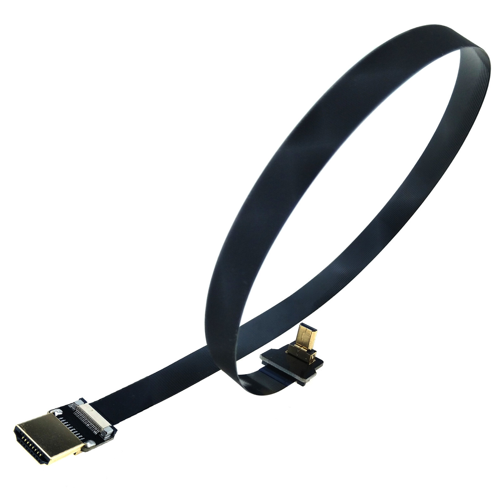40cm Micro HDMI Right Angled to Straight Type A Male 4K Camera Drone Flex Cable