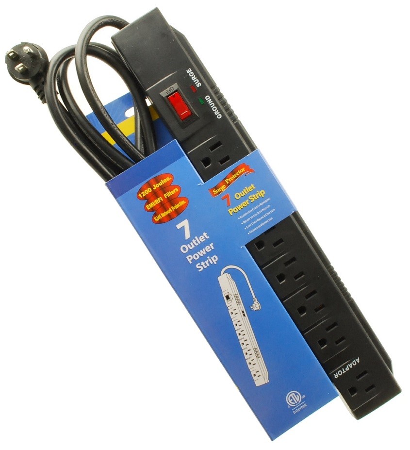 CablesOnline, 7 Outlets 1200J Surge Power Strip +RJ45 w/6-foot Right-Angle Cable