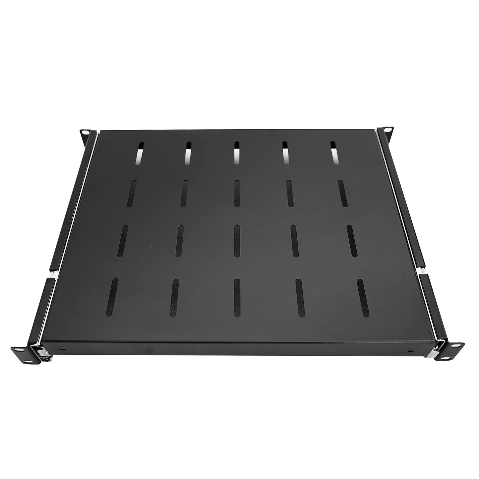 Raising Electronics Sliding Rack Server Shelf 1U 19” 4 Post 15″-22″, black