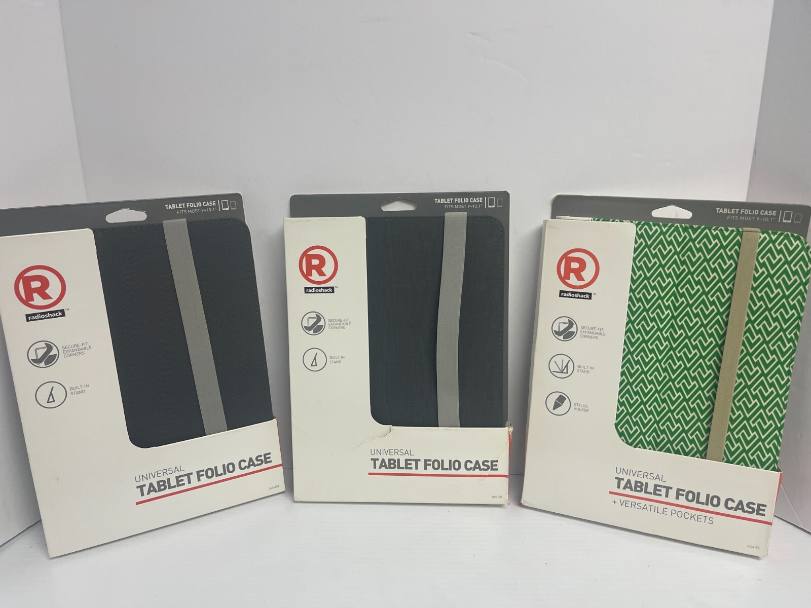 (1) Radio shack universal tablet folio case cover 9 – 10.1″ Stand – J910