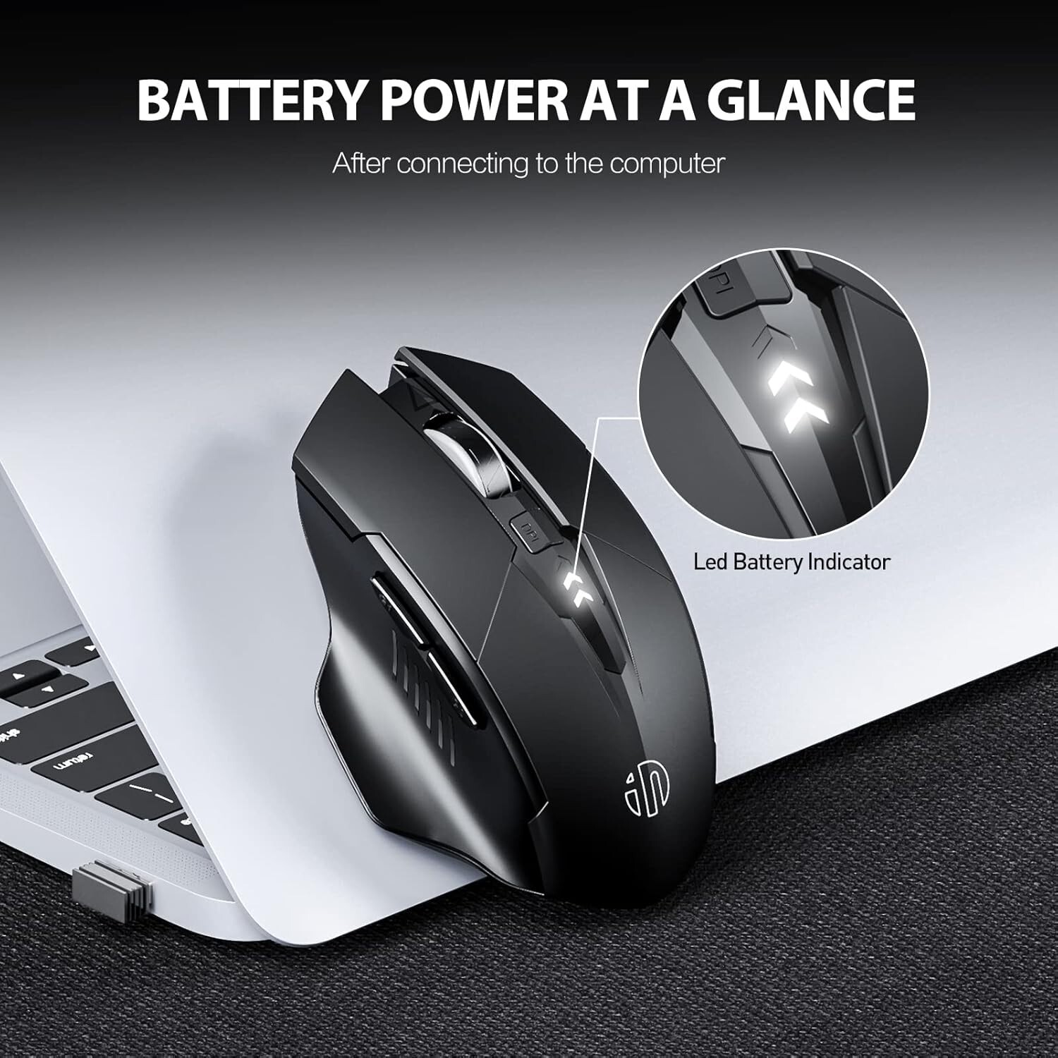 INPHIC Rechargeable 2.4G Optical Wireless Mouse Cordless Mice USB Nano Receiver