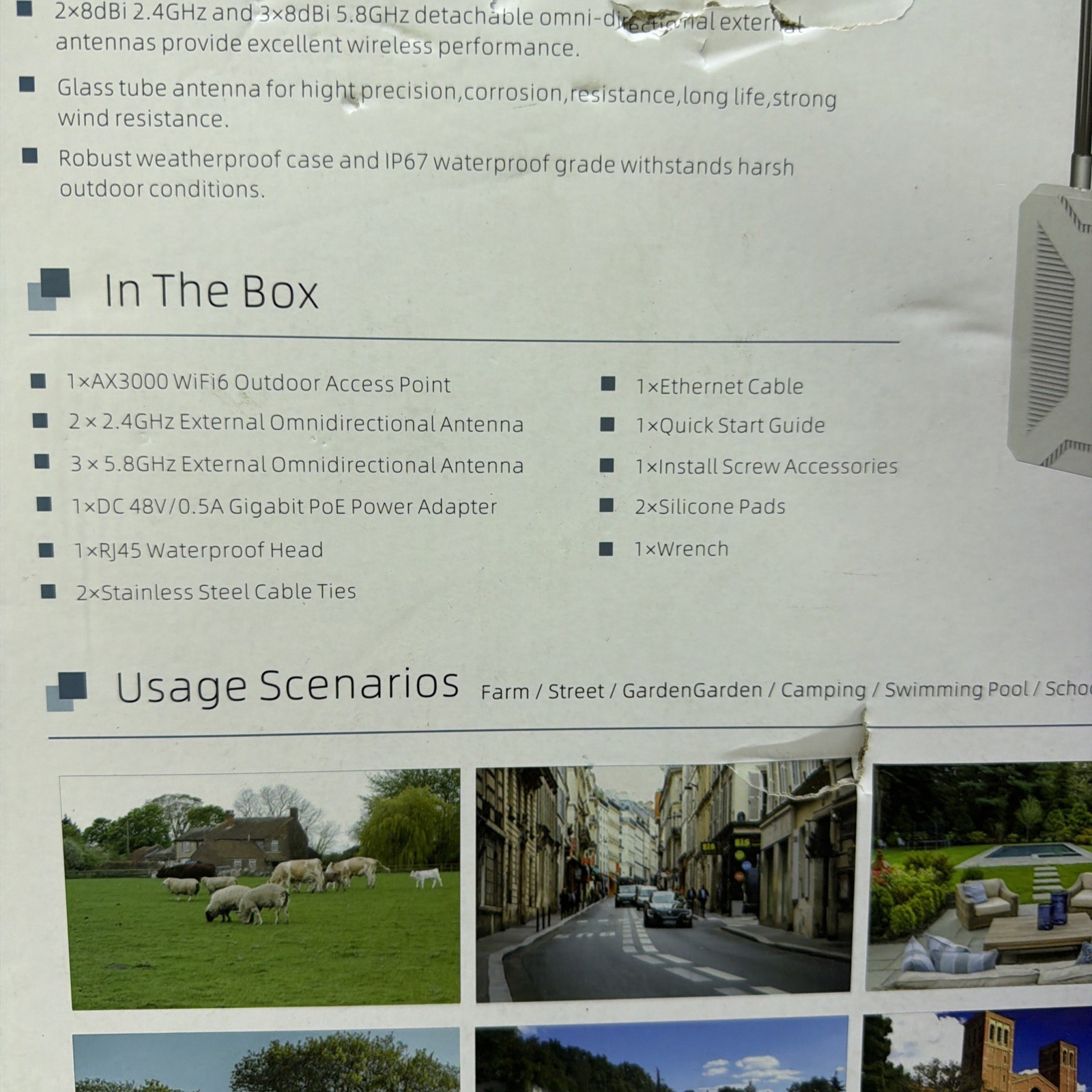 AX3000 Outdoor WiFi 6 Extender, IP67 Weatherproof Outdoor Access Point, Dual