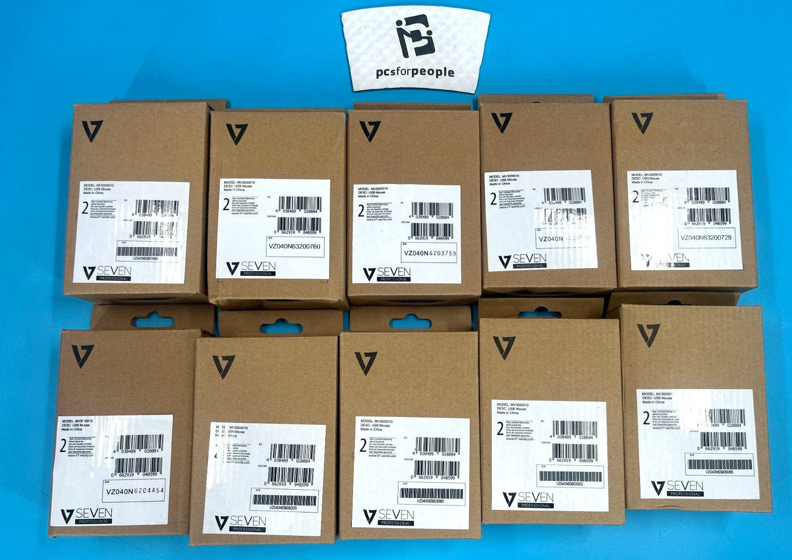 LOT OF 10 V7 Optical USB Mouse Wired Computer PC Laptop MV3000010 FREE SHIPPING