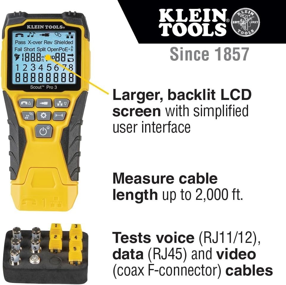 Versatile 851 Cable Tester Kit with Scout Pro 3 for Ethernet and Coax Operations