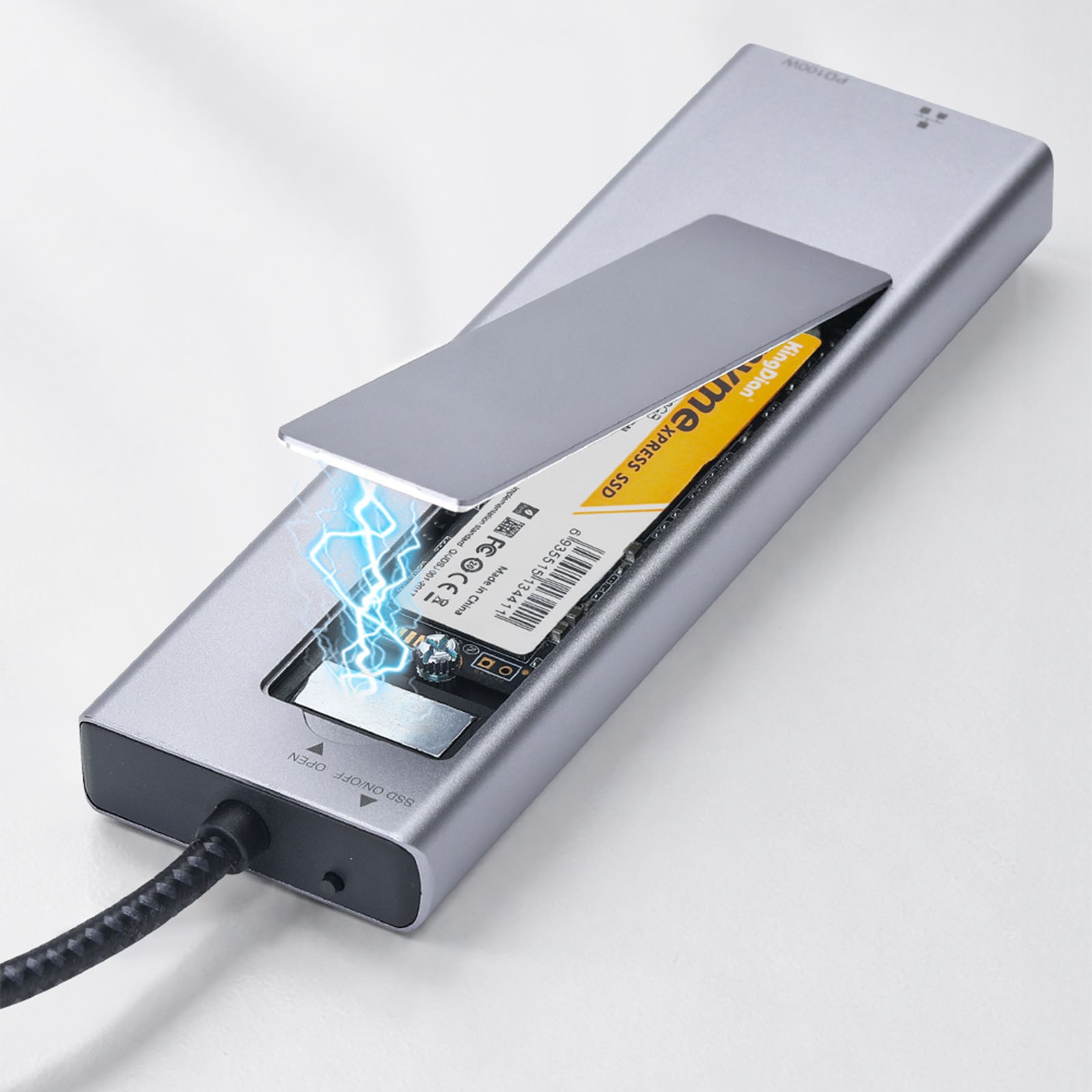 USB C Hub with M.2 NVMe SSD Enclosure 4K/60Hz PD Type-C USB 3.2 Ethernet SD/TF