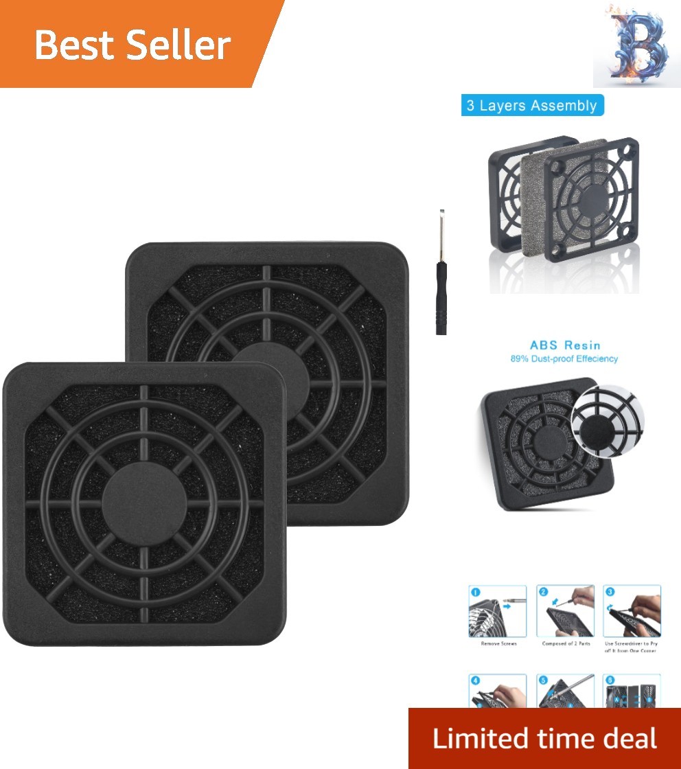 Durable 40mm Nylon Fan Filters – 2 Pack ABS Dustproof Covers for DIY Cooling