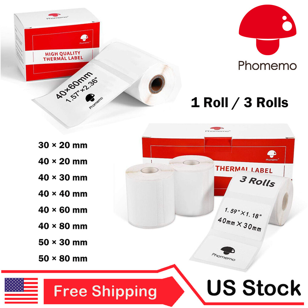 White Square Sticker Label Self-Adhesive Tag Paper for Phomemo M110/M200 Printer