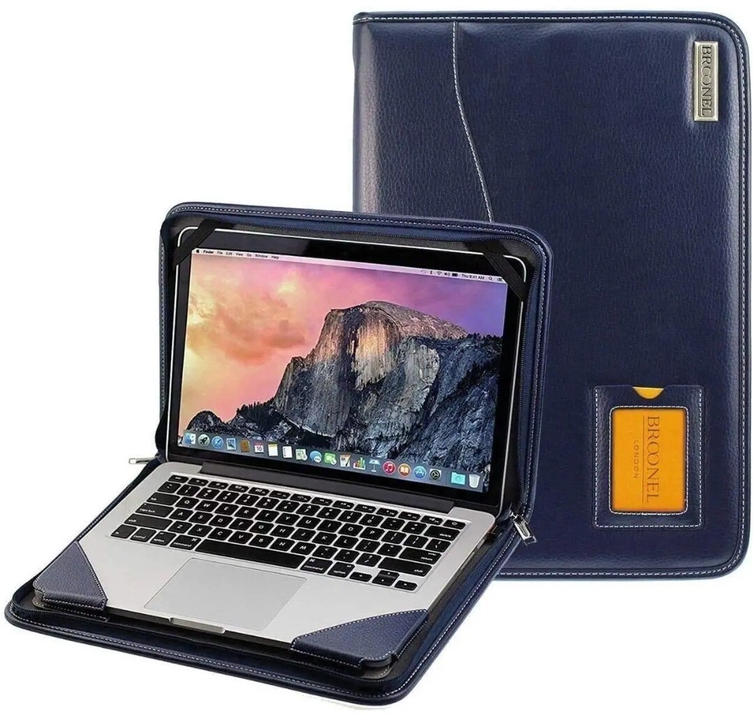 Broonel Contour Series Blue Leather Heavy Duty Zipped Case Laptop 16-17″ NEW