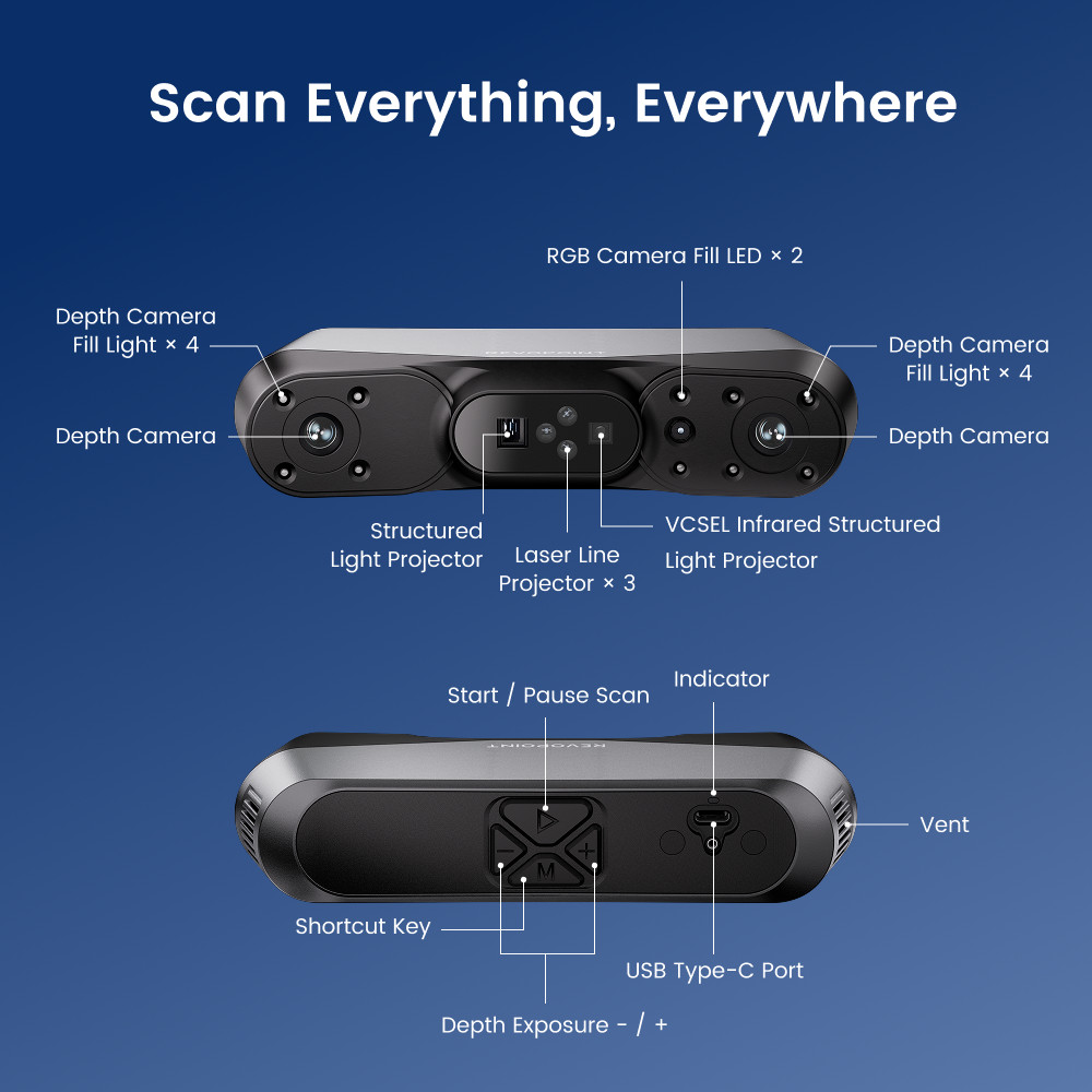 Revopoint POP 4 3D Scanner For 3D Print 105fps Infrared Light Handheld Scanner