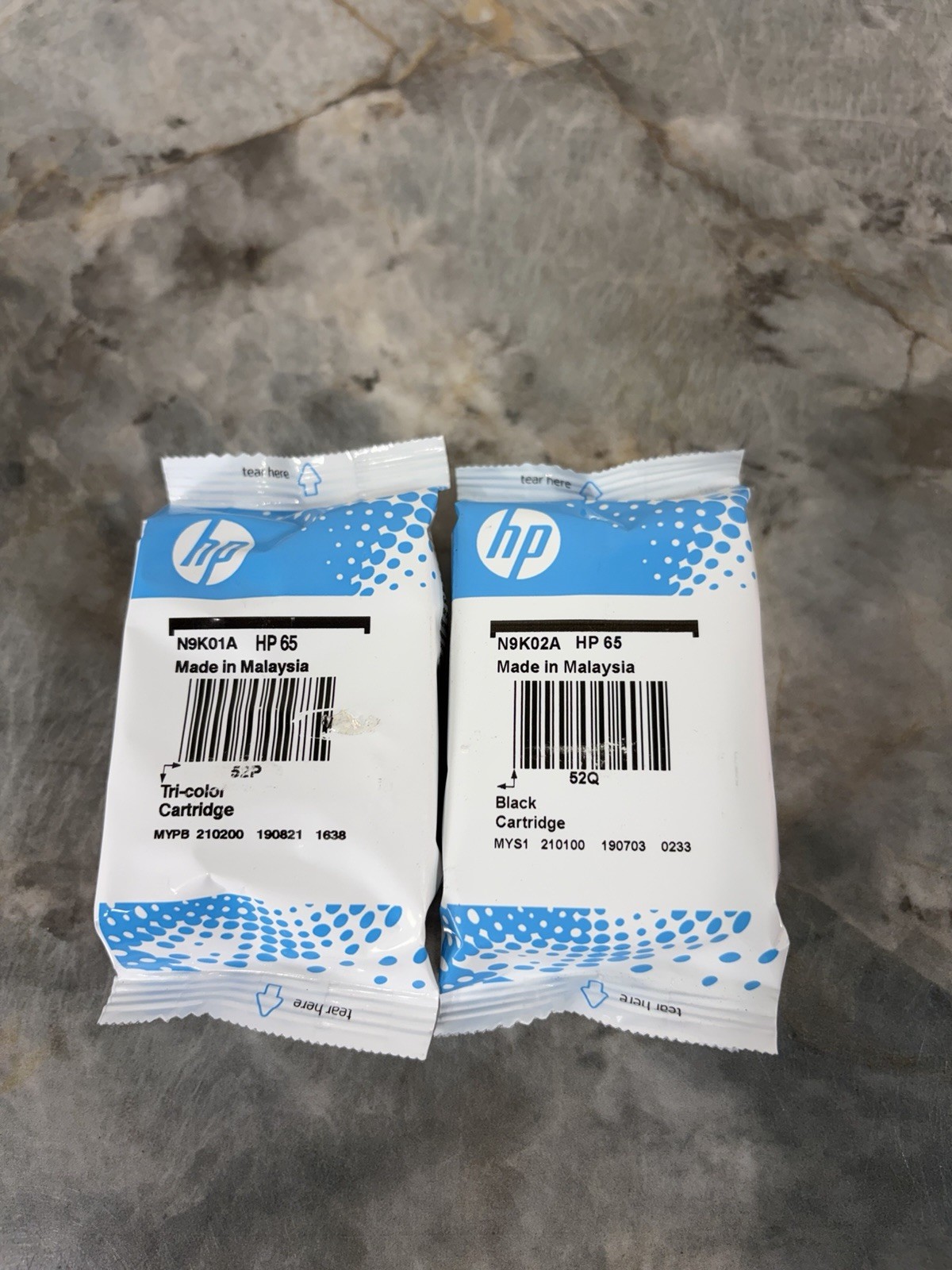 Genuine HP 65 Black & Tri Color Ink Cartridges – New, Sealed