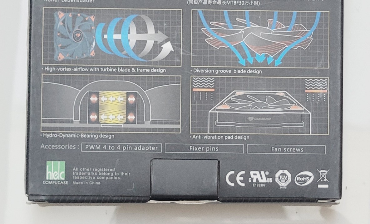 VORTEX CF-V 12HP OPTIMUM COOLING PC FAN EXTREMELY SILENCE PWM 800-1500rpm