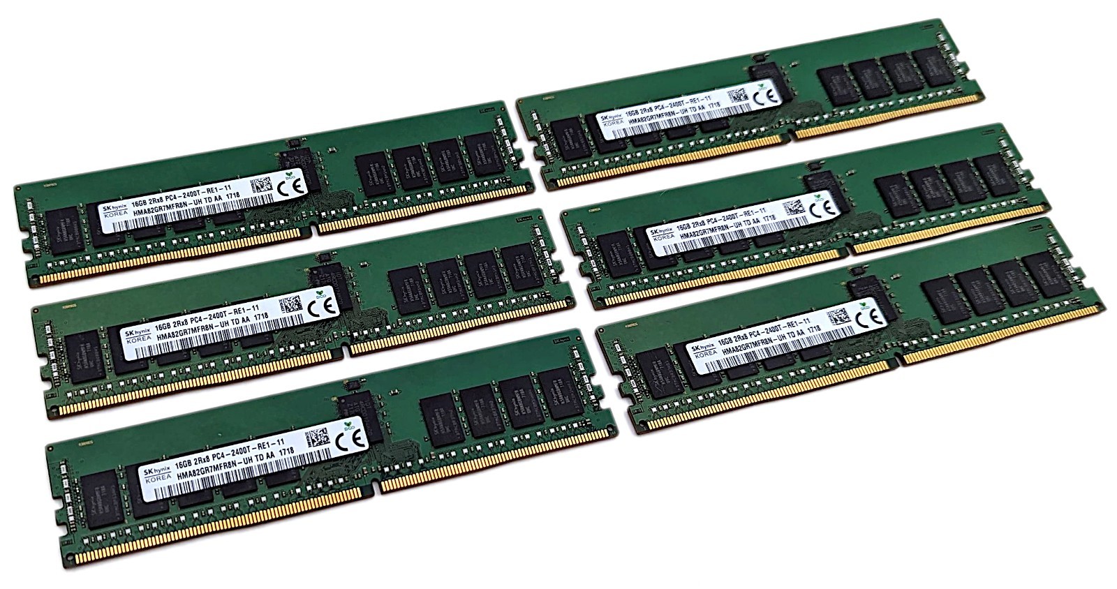 Lot 6x SK Hynix 16GB DDR4 2Rx8 PC4-2400T-RE1-11 Server ECC RAM HMA82GR7MFR8N-UH