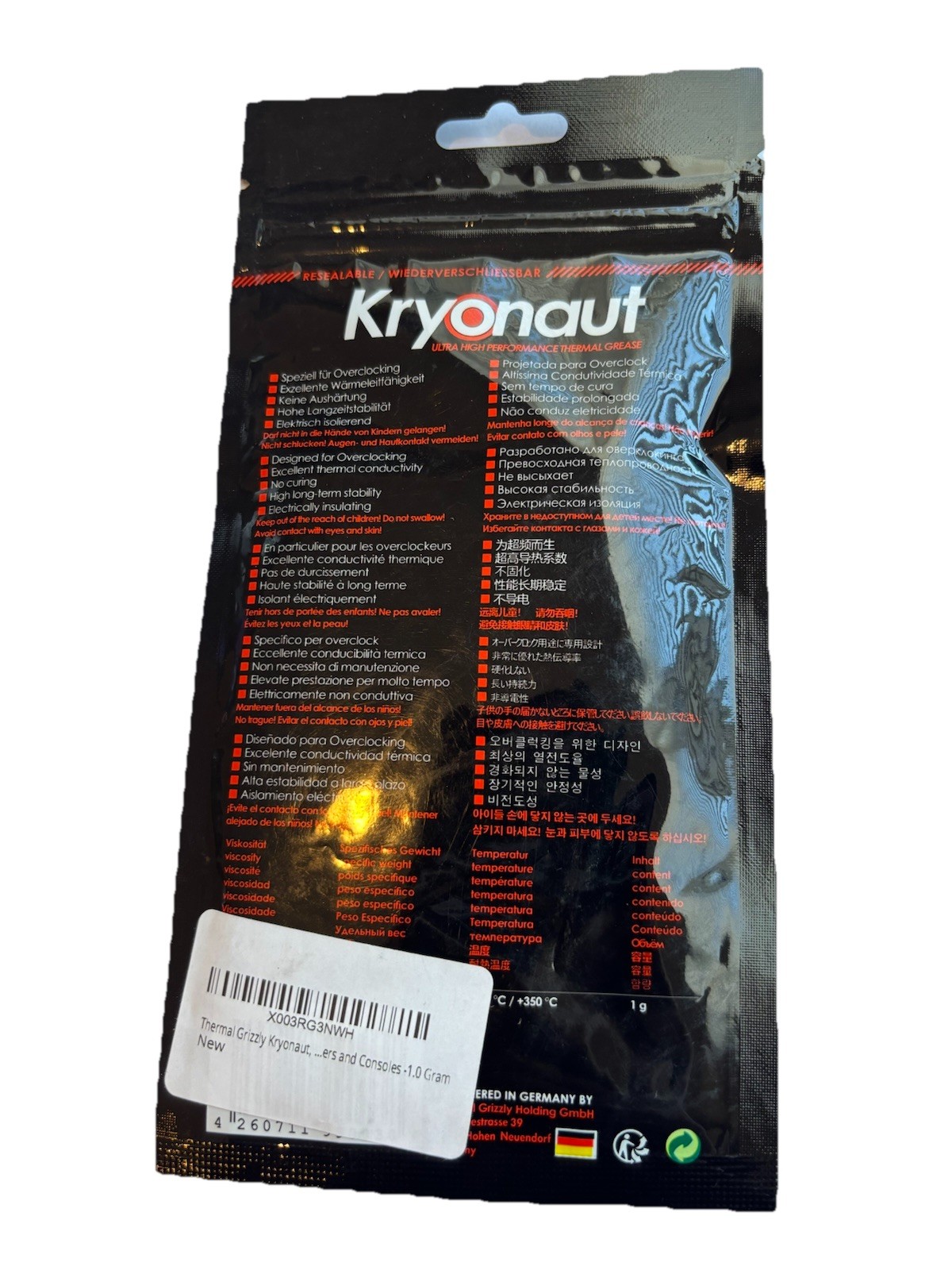 Thermal Grizzly Kryonaut Thermal Paste – Gray