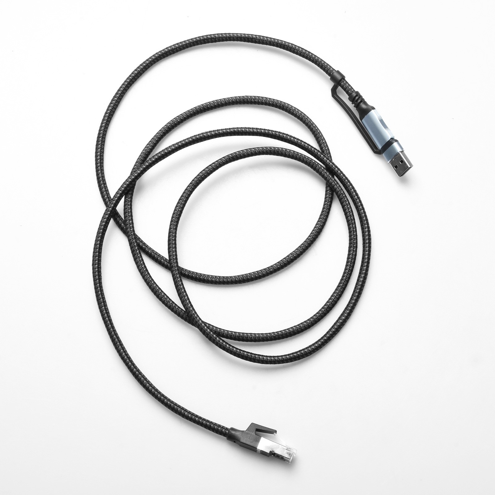 1.8M Braided Ethernet Cable USB-A Type-C to RJ45 100Mbps for Laptop Tablet Phone