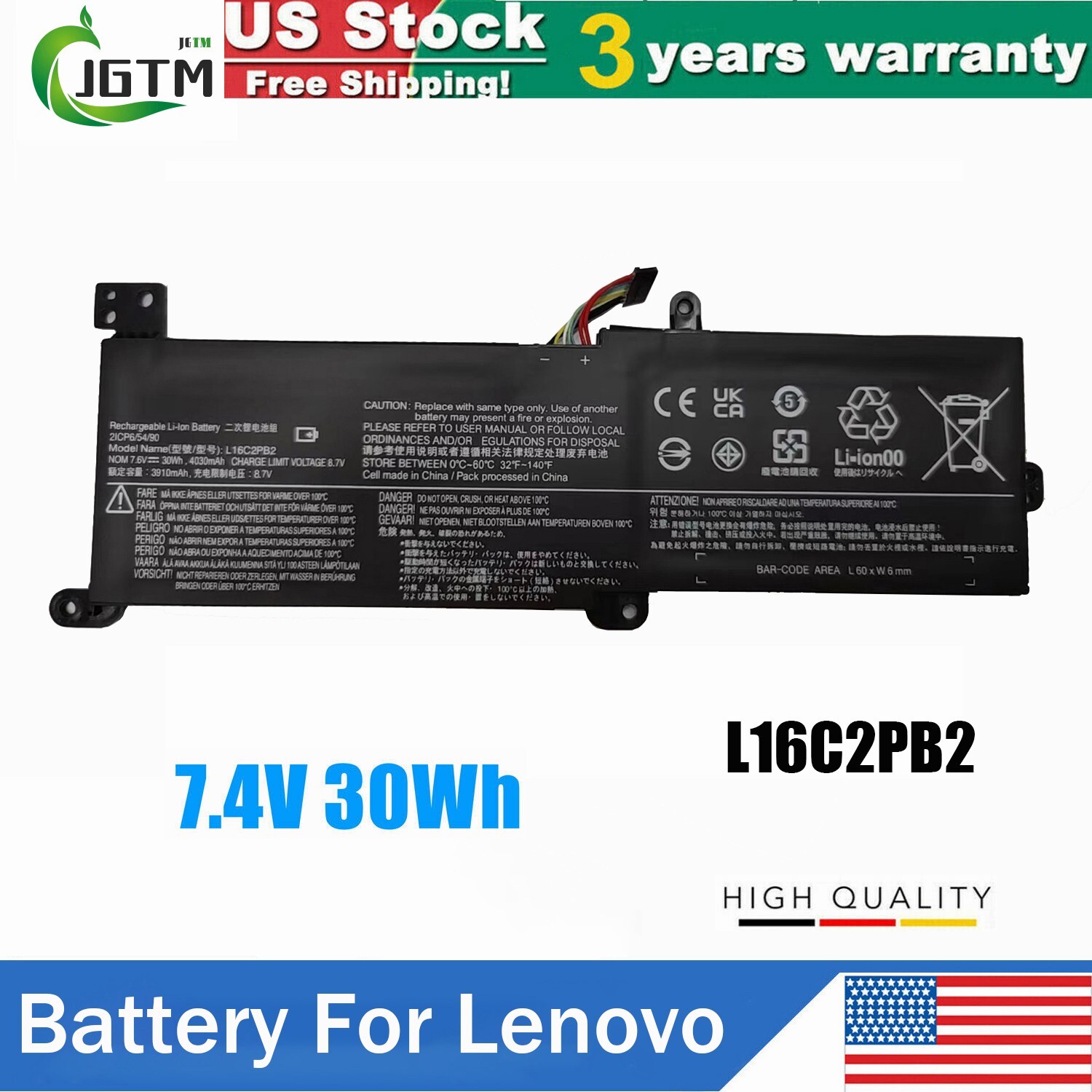 L16C2PB2 L16M2PB1 Battery For Lenovo IdeaPad 330 320 330-15IKB 320-15IKB 30Wh US