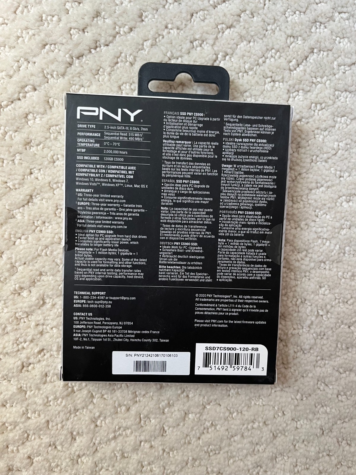PNY CS900 120GB 2.5″ Internal SSD SSD7CS900-120-RB
