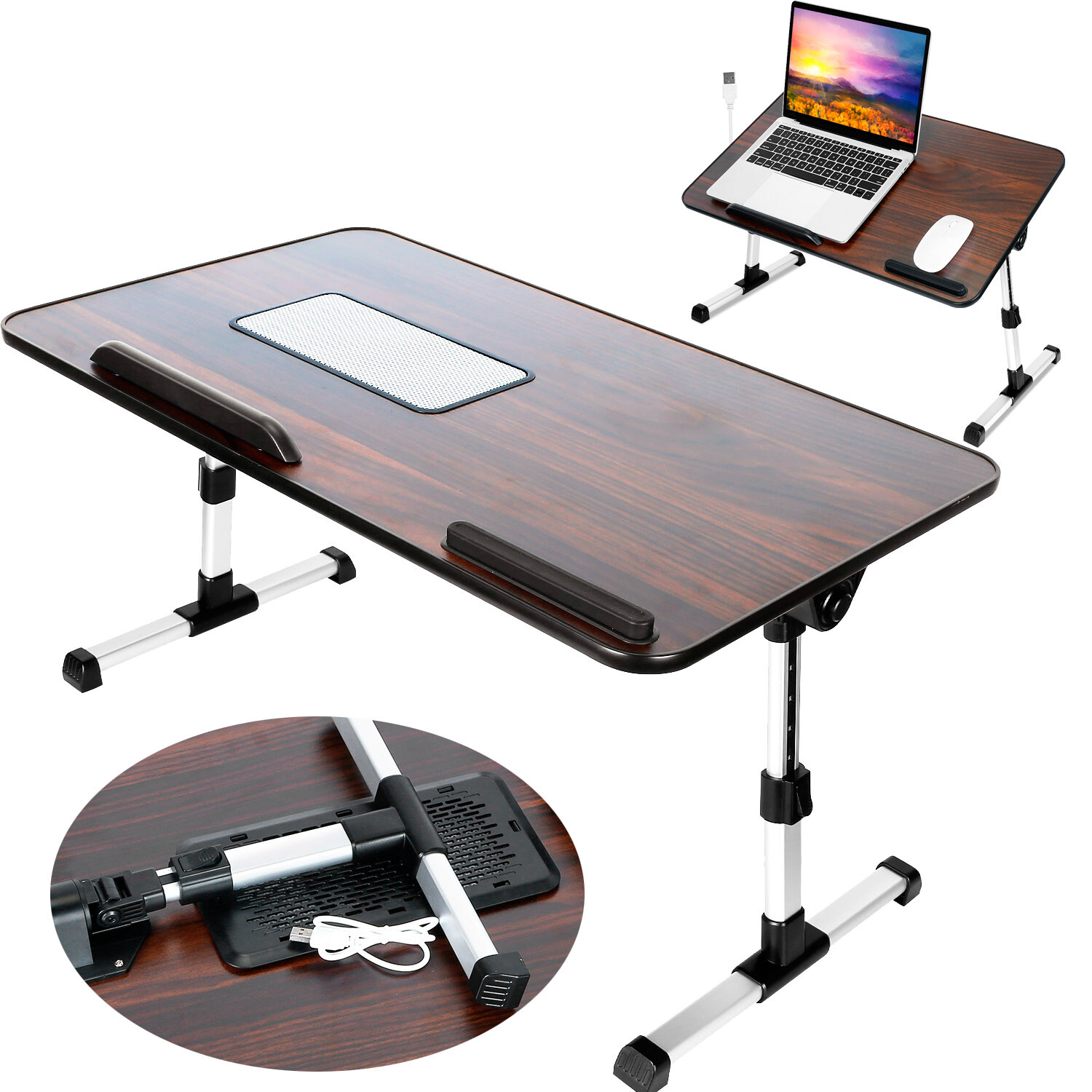 Portable Laptop Desk Foldable Lap Bed Tray 360° Adjustable Table Stand Sofa US