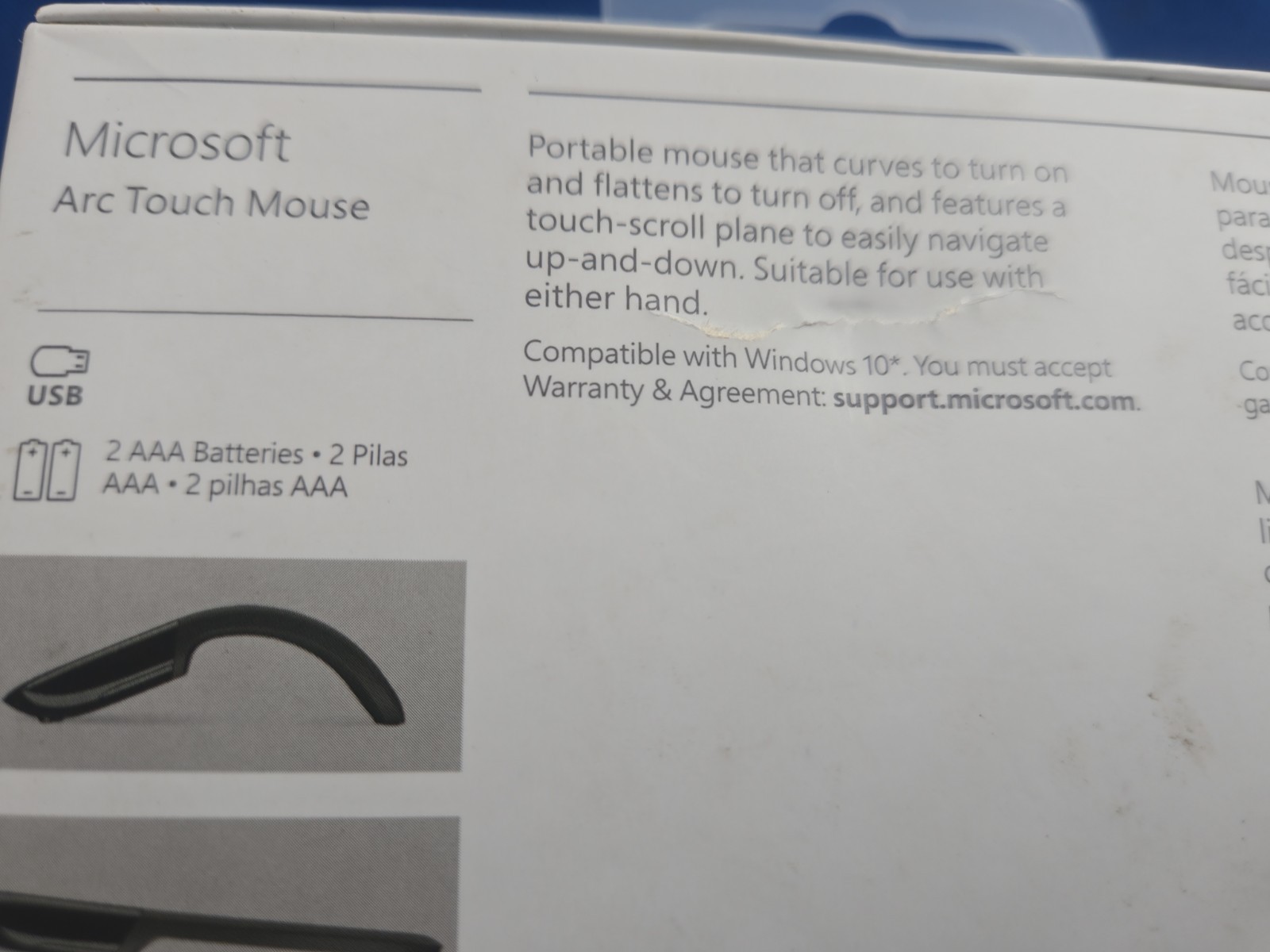 Microsoft Arc Touch Wireless Bluetrack Mouse RVF-00052 Model 1428 1496