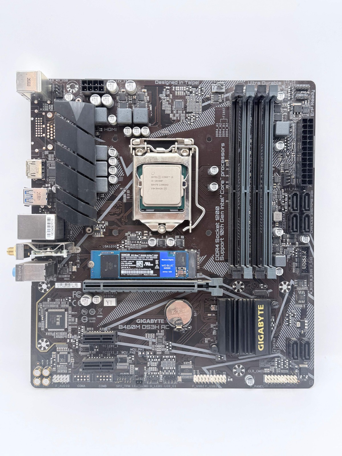 Gigabyte B460M DS3H AC Motherboard w/ Core i5-10400F + WD 500GB SSD