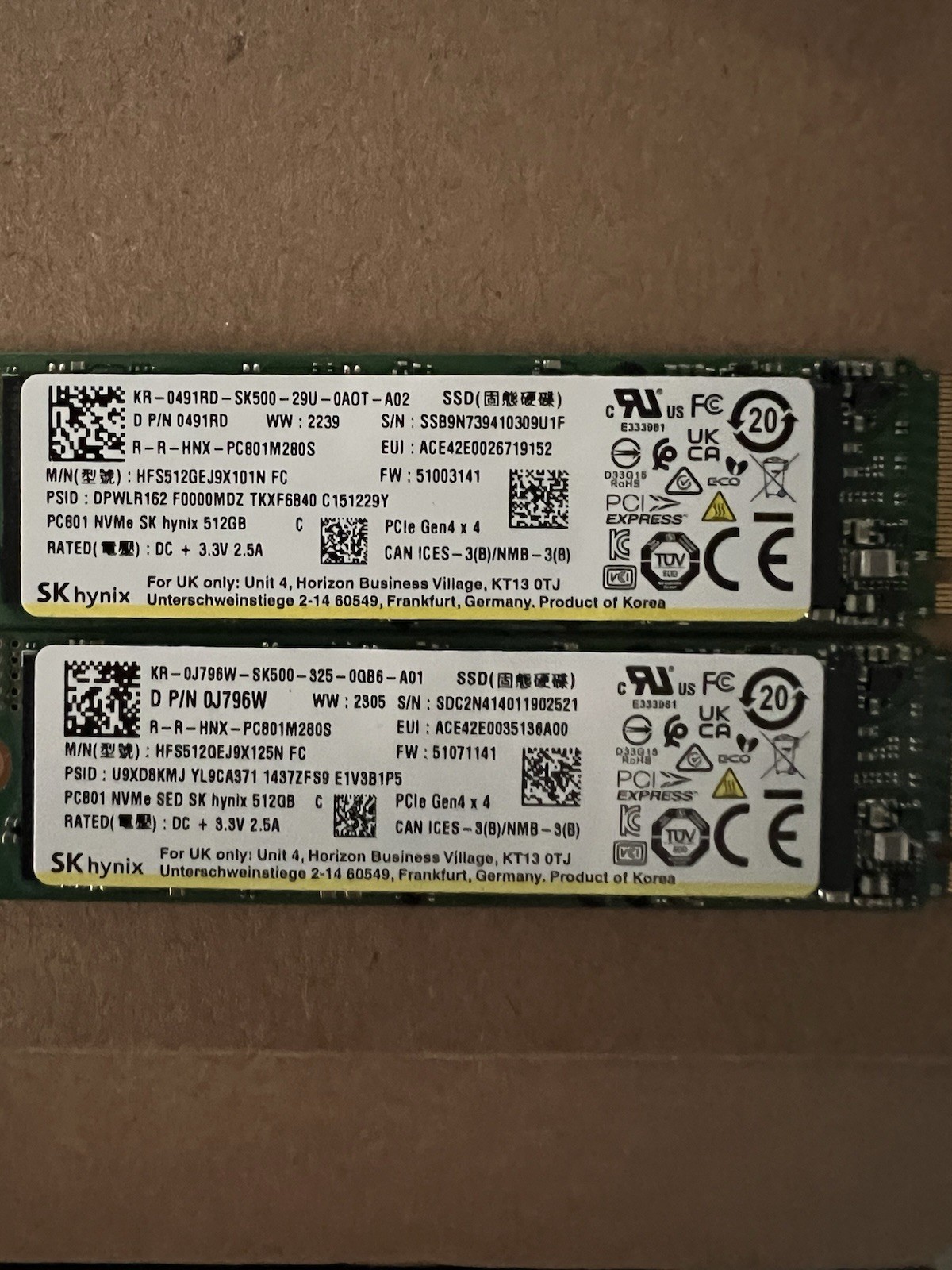 SK Hynix 512GB M.2 PCIe NVMe 2280 SSD Solid State Drive HFS512GEJ9X125N Gen4 x4