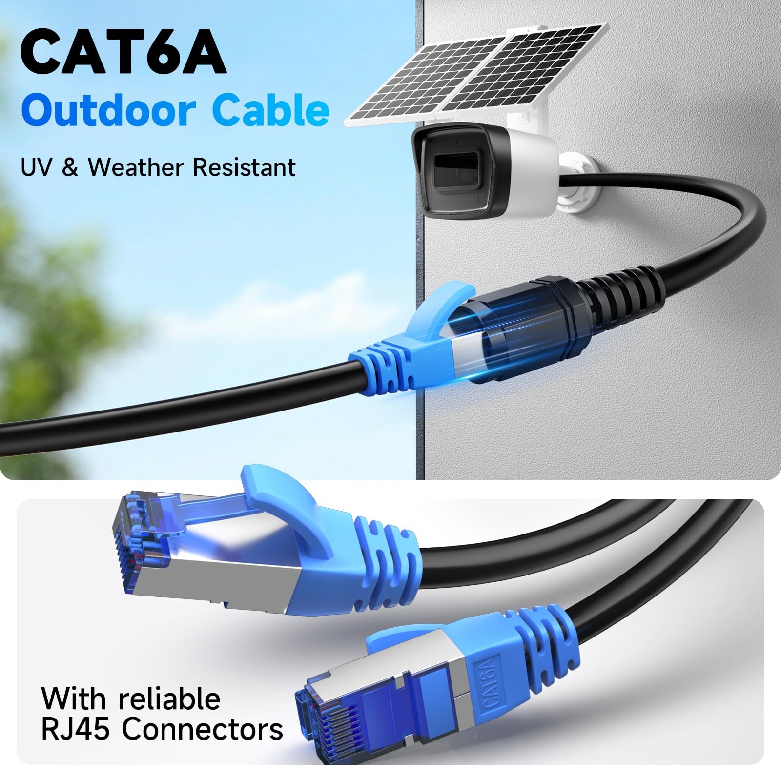 Veigrvy Cat6A Outdoor Ethernet Cable 100 ft Supports POE, 23AWG 550MHz High-S…