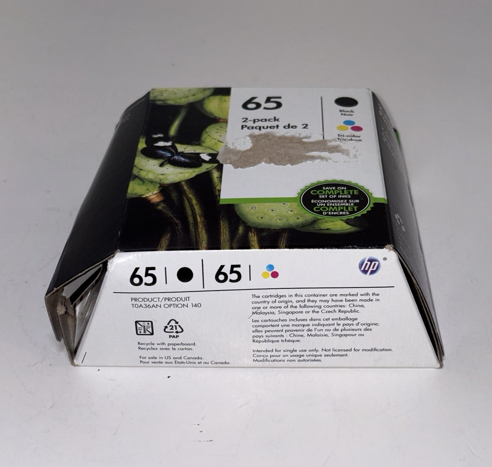 HP #65 2pack Combo Ink Cartridges 65 Black and Color New Genuine Jul 2020