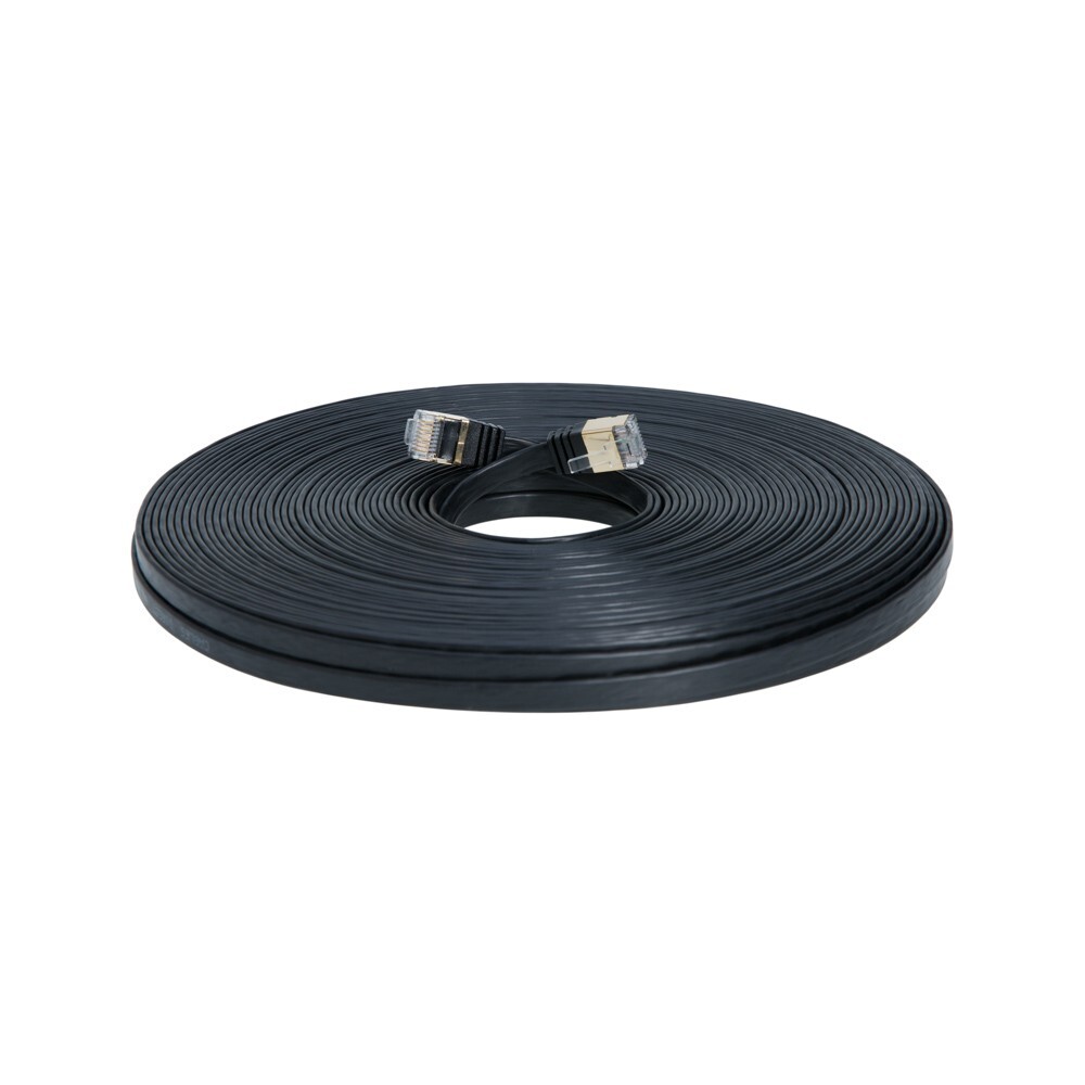 20FT CAT7 CAT 7 Flat Cable Shielded U/FTP LAN RJ45 Internet Router Patch Black