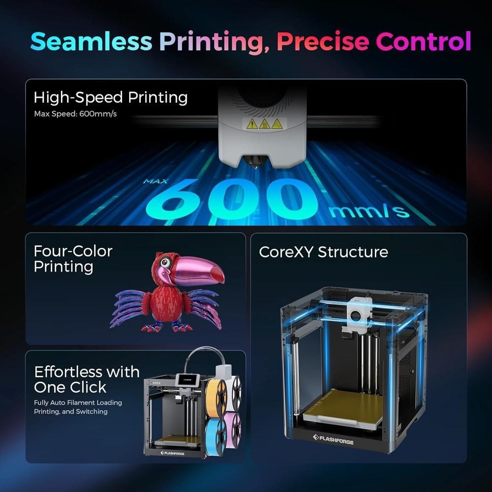 FLASHFORGE 3D Printer AD5X Upgraded 4 Color Printing IFS Intelligent Filament