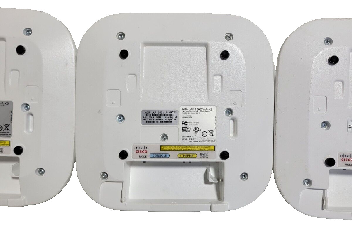 LOT OF 3) Cisco AIR-LAP126N-A-K9 1260 Series Access Points AP1262 Dual Band USED
