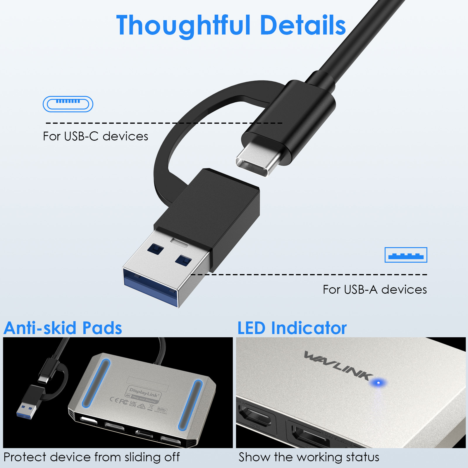 DisplayLink USB C/USB 3.0 to HDMI Displayport Hub Dual/Quad Monitors Adapter