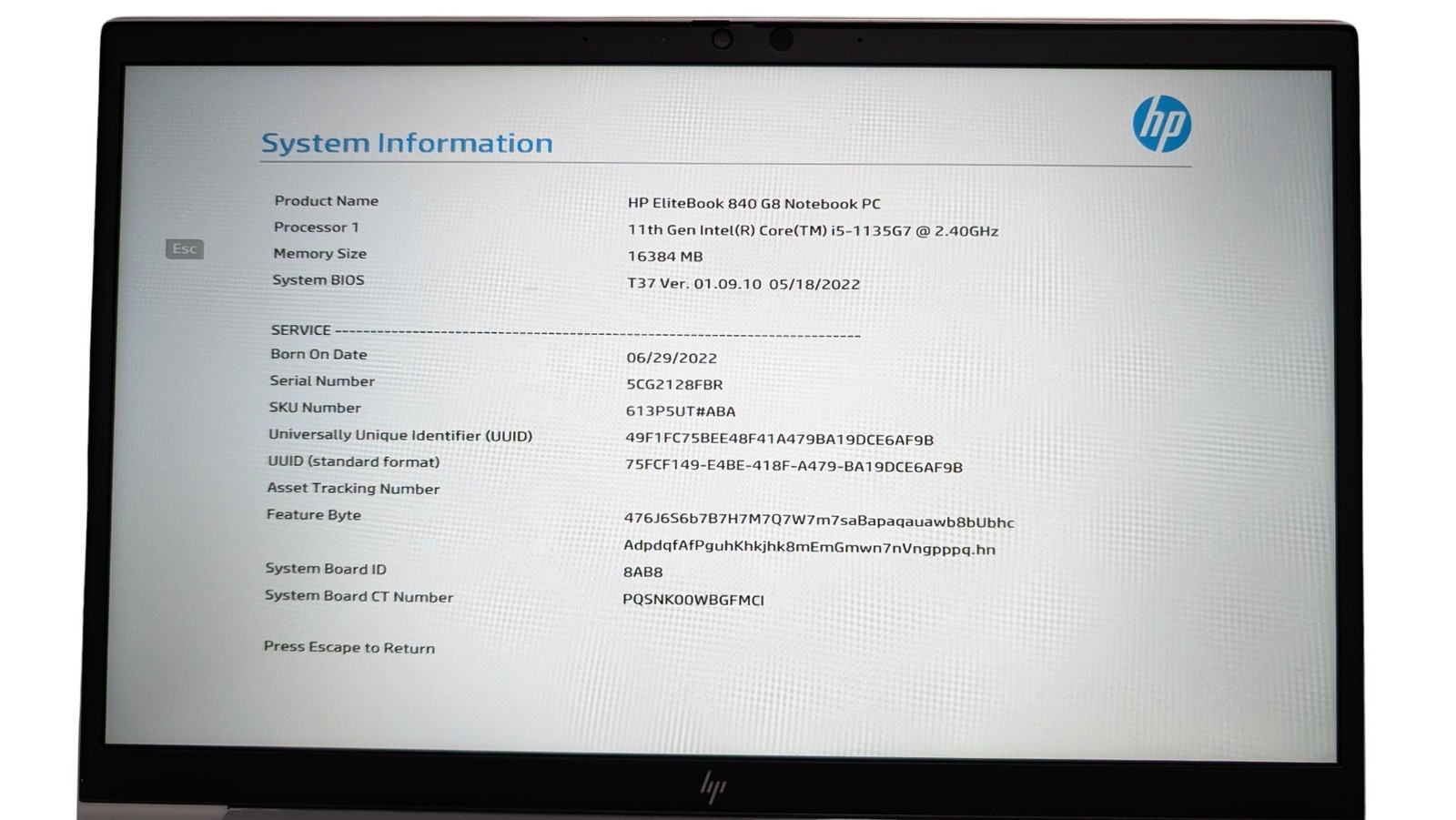 HP EliteBook 840 G8 14″ i5 2.40GHz 16GB RAM 512GB SSD – Grade D