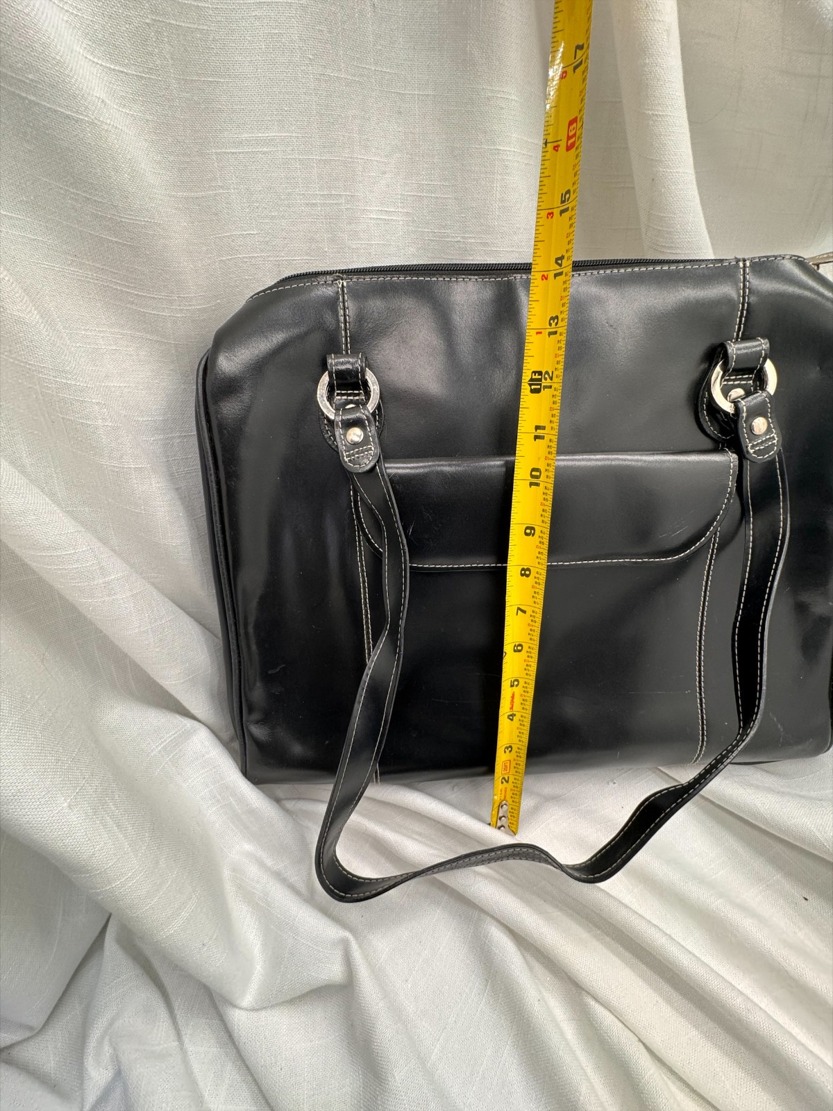 McKlein Laptop Briefcase Shoulder Bag Black Contrast Stitch Business