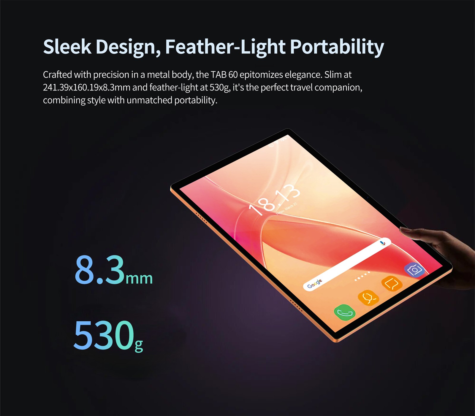 10.1 Inch Android Tablet 12GB 256GB 1920*1200 Display 8800mAh SIM Card Slot