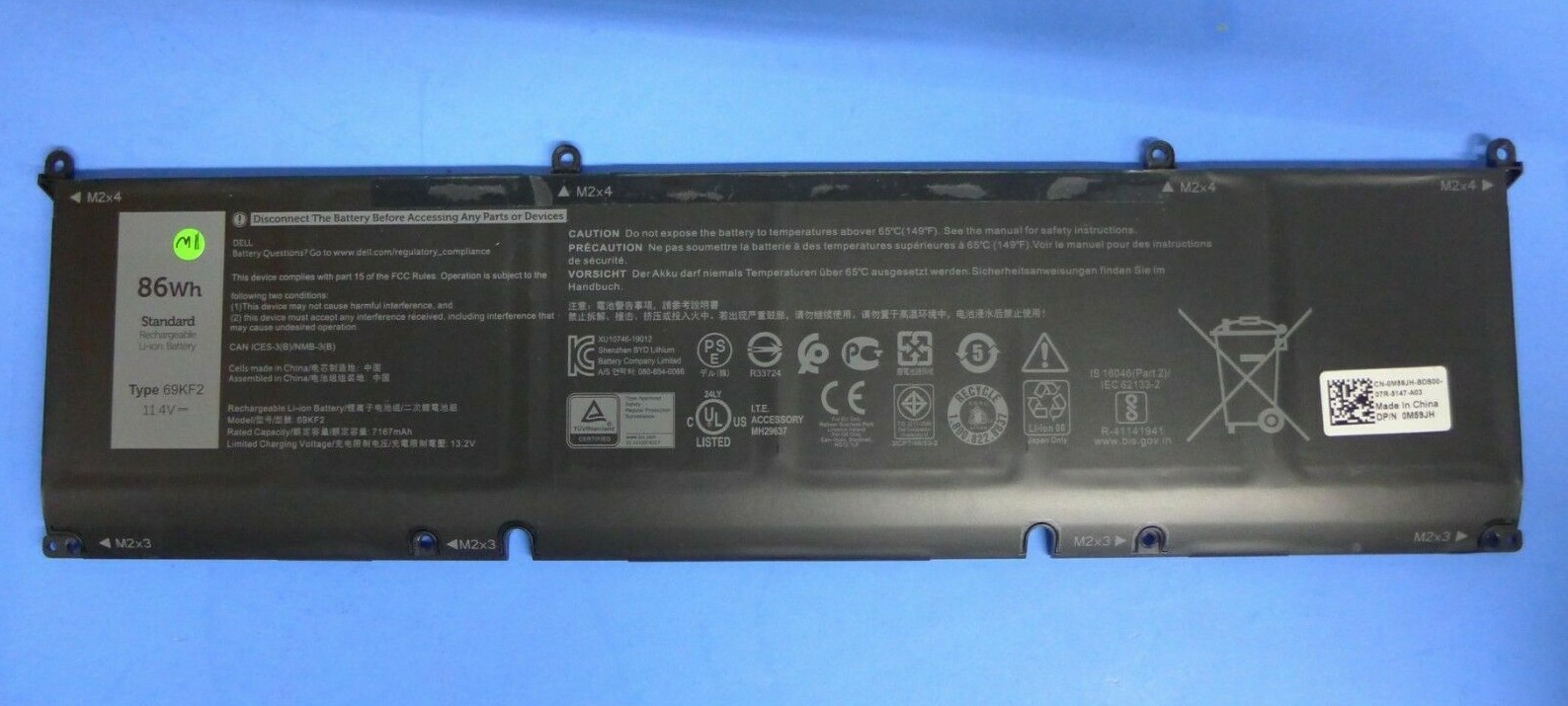 Alienware M15 M17 R3 Precision 5550 11.4V 86WH Laptop Battery Dell 69KF2
