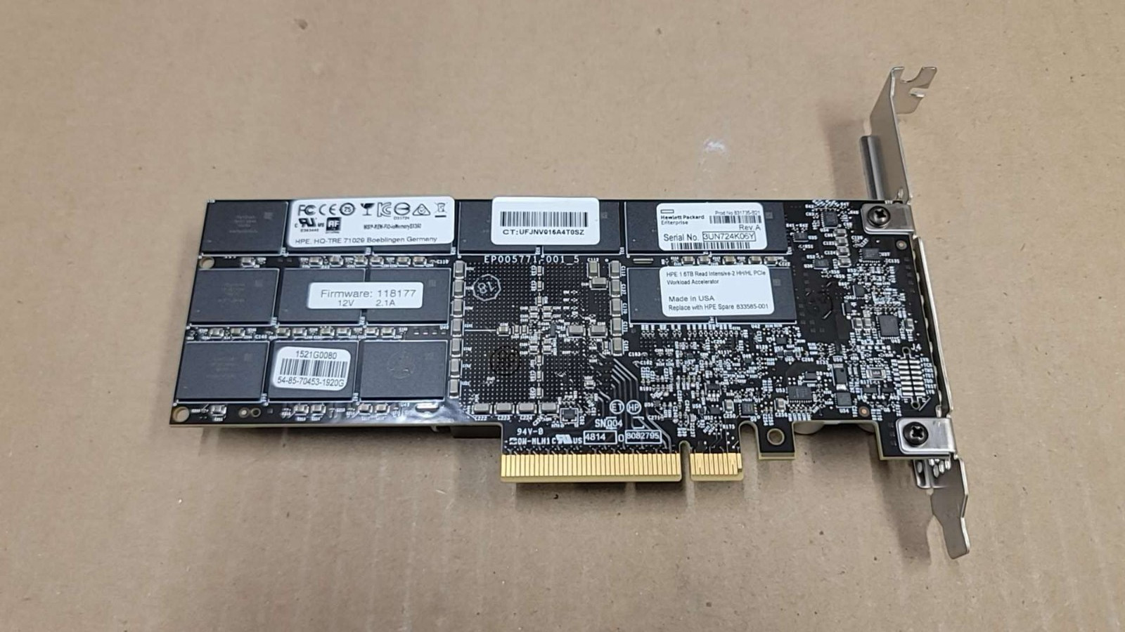 HPE 831735-B21 1.6TB Read Intensive-2 PCI-E HH/HLWorkload Accelerator 833585-001