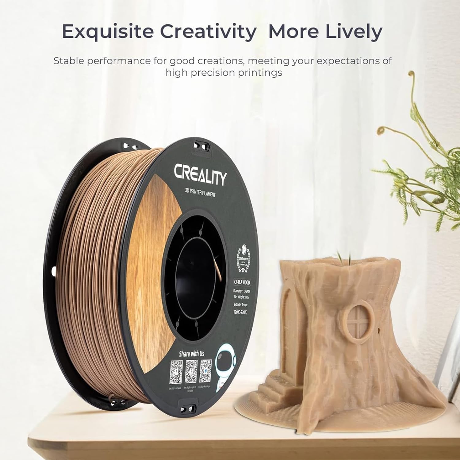 Creality Wood 3D Filament PLA 1.75mm 1kg/Spool For 3D Printer LOT