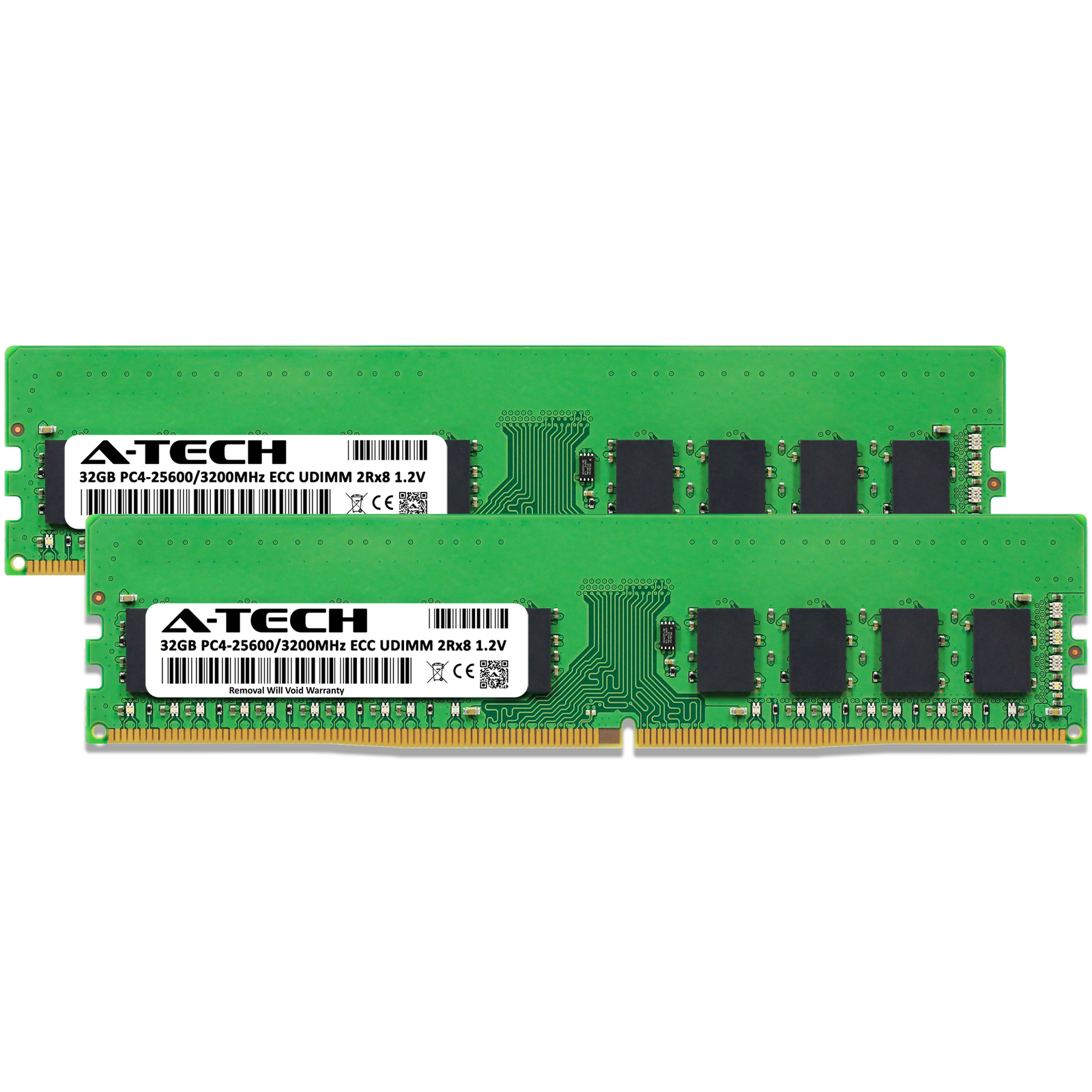 A-Tech 64GB 2x 32GB 2Rx8 PC4-25600 DDR4 3200 MHz ECC UNB UDIMM Server Memory RAM