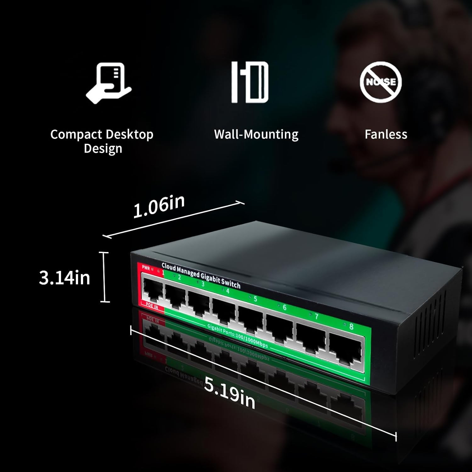 STEAMEMO 8-Port Gigabit Ethernet Switch | Smart Managed with VLAN & QoS | Plug &