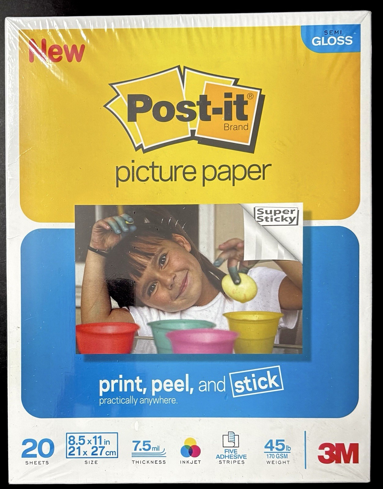 Post-it Picture Paper 20 Sheets 8.5X11 Semi Gloss 3M 7.5 ML Thick Print & Peal