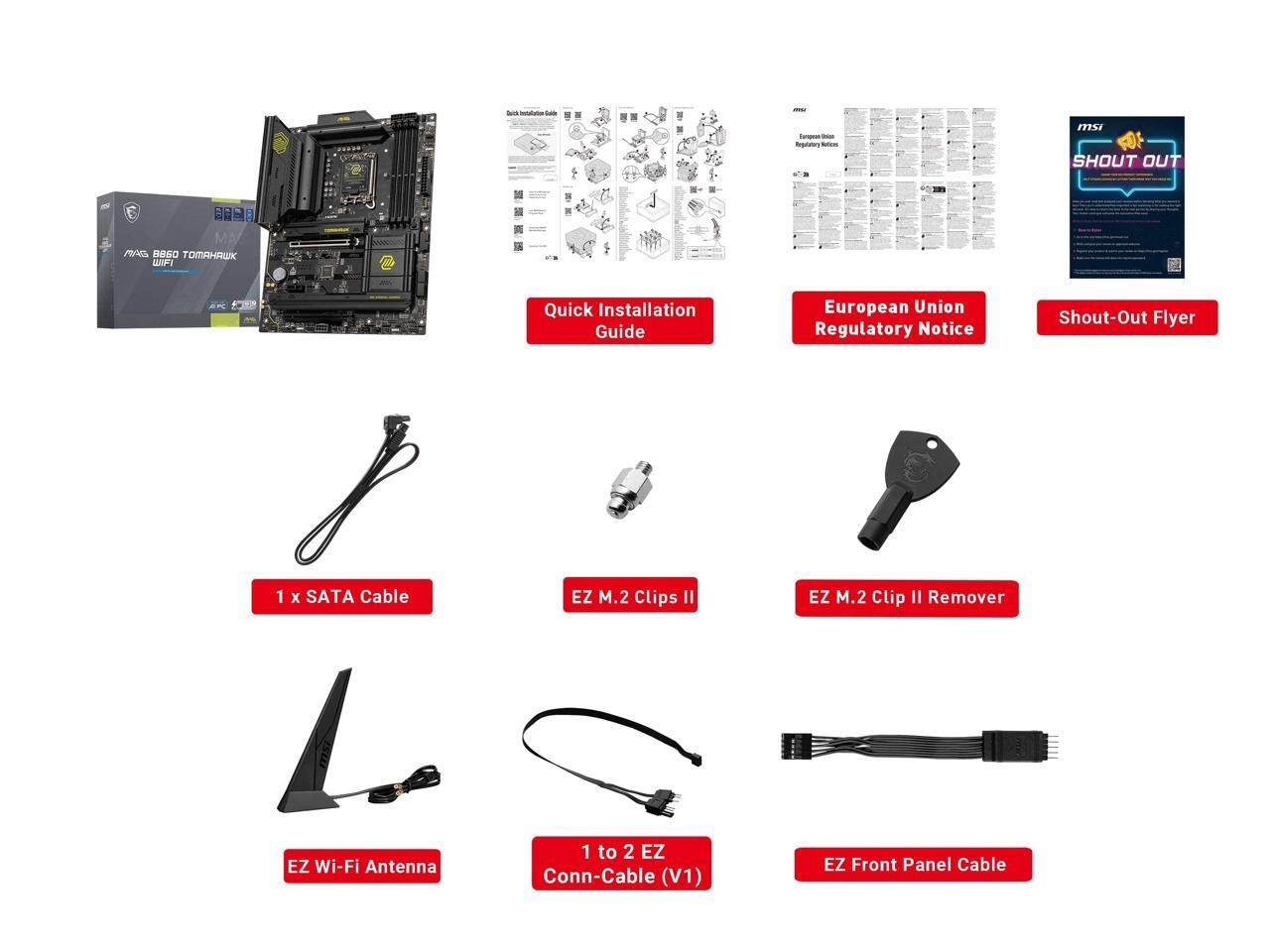 MSI MAG B860 TOMAHAWK WIFI LGA 1851 Intel B860 SATA 6Gb/s Intel Core Ultra DDR5