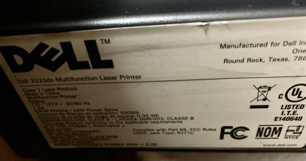Dell 3333dn Copy Scan Print 600x600DPI Monochrome Multifunction Laser Printer